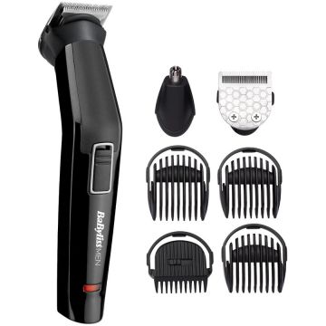 Babyliss Aparat de tuns si ras BaByliss MT725E 6in1 Multi Trimmer, 6 accesorii, 2 capete, Negru