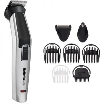 Babyliss Aparat de tuns si ras BaByliss MT726E, Multi trimmer Titanium 8in1, 8 accesorii, Silver