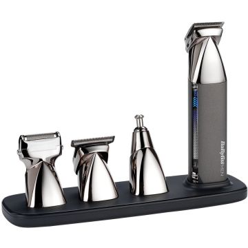 Babyliss Aparat de tuns si ras BaByliss MT996E Super-X Metal 15 in1 Multi Trimmer, 15 Accesorii, 4 capete,Otel japonez, 5 ore, Silver