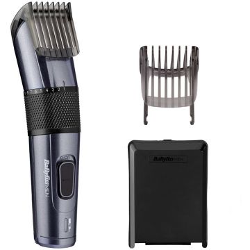 Babyliss Mașina de tuns BaByliss E976E cu fir/ fara fir, 75 de minute de functionare, lama din titan, Gri/Negru