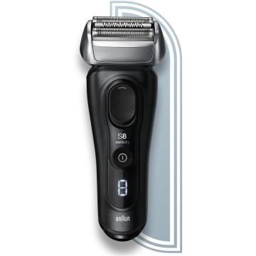 BRAUN Aparat de ras Braun 8450cc Wet&Dry, 10.000 de micro vibratii, cap rotativ la 40 de grade, Negru