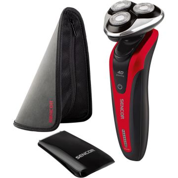 Sencor Aparat Ras Sencor SMS 5013RD 4D, 3 capete, 2 accesorii, Li-Ion, geanta voiaj, Negru/Rosu
