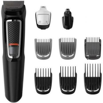 Aparat de tuns 9 in 1 Philips MG3740/15 Multigroom Series 3000, 9 instrumente (Negru)