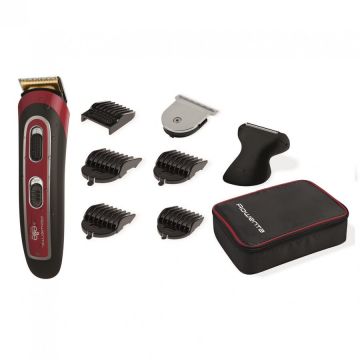 Rowenta Aparat de tuns barba Rowenta Structure Precision TN4422F1, autonomie 60 min, lame cu invelis din titan, rezistent la apa, 6500 rpm, husa inclusa, negru/rosu