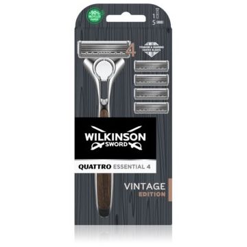 Wilkinson Sword Quattro Essentials 4 Vintage Aparat de ras + rezervă lame 5 pc