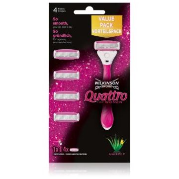 Wilkinson Sword Quattro for Women Aloe & Vit. E aparat de ras rezerva lama 4 pc