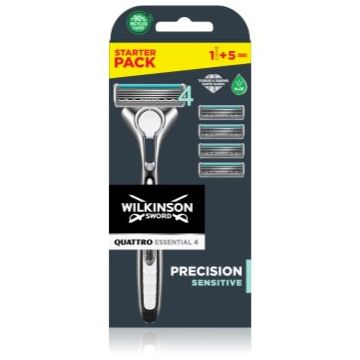 Wilkinson Sword Quattro Titanium Sensitive Aparat de ras + rezervă lame 5 bucati