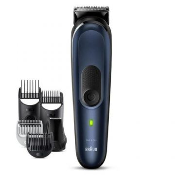 Aparat de ras electric Braun MGK7410, wireless, autonomie 100 min, 10 accesorii (Albastru)