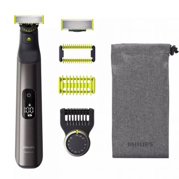 Aparat de ras Philips OneBlade Pro 360 Face + Body QP6551/15, aparat hibrid pentru barbierit si tuns barba si parul corporal, lama 360