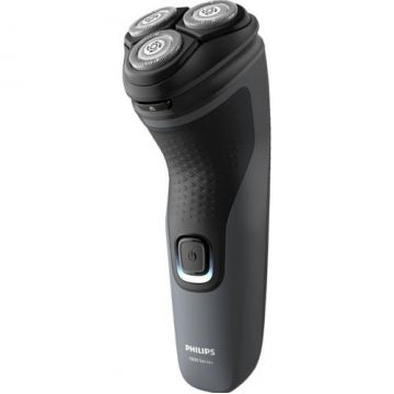 Aparat de ras Philips Shaver Seria 1000 S1142/00, barbierit umed şi uscat, fara fir, capete 4D flexibile, lame autoascutire, 40 min, capac de protectie (Gri)