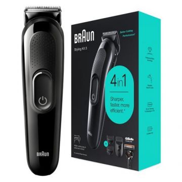 Aparat de tuns barba Braun Styling Kit3 SK3300, 4-in-1 pentru barbati, 2 accesorii