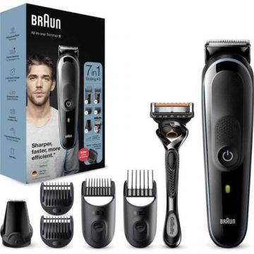 Aparat de tuns barba si parul 7-in-1 Braun MGK5355, trimmer pentru precizie, aparat de ras Gillette ProGlide (Negru)