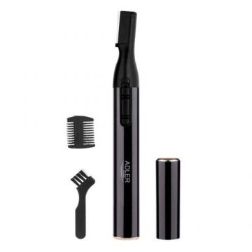Trimmer Adler AD 2934b pentru sprancene, pieptene cu doua fete - 3,5/1,5 mm, perie, fara fir, Negru