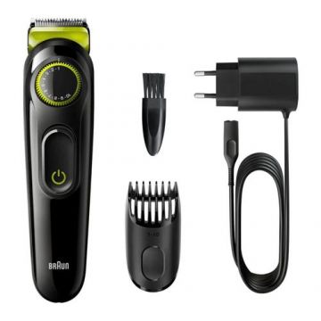 Trimmer pentru barba Braun Series 3 BT3323, Negru/Verde