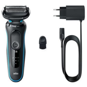 Aparat de ras electric Braun 51-M1000S, Autonomie 50 minute, Wet & Dry, Display LED (Turcoaz/Negru)