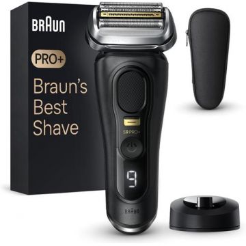 Aparat de ras electric Braun Series 9 Pro+ 9510s, Autonomie 60 minute, Vibratii sonice, Husa de calatorie (Negru)