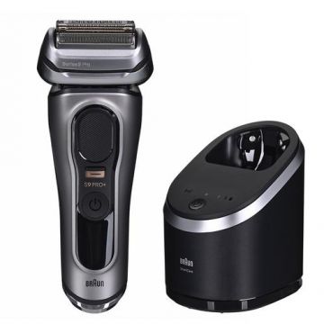 Aparat de ras electric Braun Series 9 PRO+ 9565cc, ProLift Trimmer, SensoFlex, AutoSense, Sonic Technology, 40.000 de actiuni de taiere, 5 elemente de taiere, Statie Smart Care 6-in-1, Trusa de voiaj (Grafit)