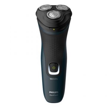 Aparat de ras electric Philips S1121/41, Wet&Dry, Autonomie 40 minute, Capete 3D, Lame Comfort Cut (Negru/Albastru)