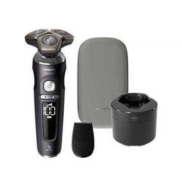 Aparat de ras electric Philips Shaver S9000 Prestige SP9840/32, Autonomie 60 minute, Umed/Uscat, Trimmer (Gri)