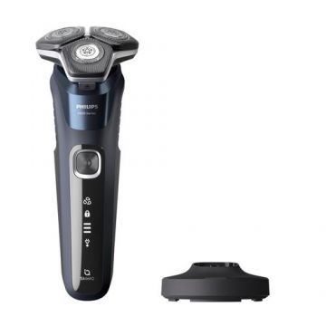 Aparat de ras electric Philips Shaver Seria 5000 S5885/25, Wet&Dry, Autonomie 60 minute, 9 W (Gri/Albastru)