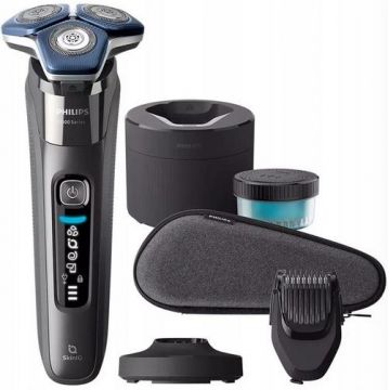 Aparat de ras electric Philips SHAVER Seria 7000 S7887/58, Autonomie 60 minute, Wet&Dry, Bluetooth (Gri/Albastru)