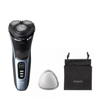 Aparat de ras Philips Seria3000 S3243/12, Wet&Dry, autonomie 60 min, 3 elemente de taiere (Albastru inchis)