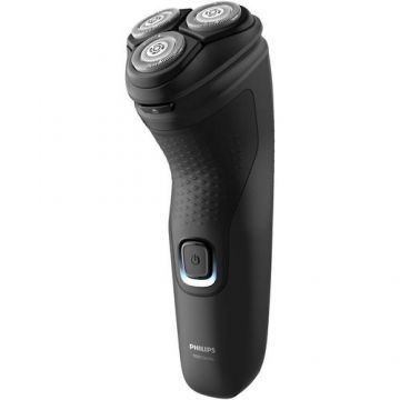 Aparat de ras Philips Shaver Seria 1000 S1141/00, barbierit umed şi uscat, fara fir, capete 4D flexibile, lame autoascutire, 40 min, capac de protectie (Negru)