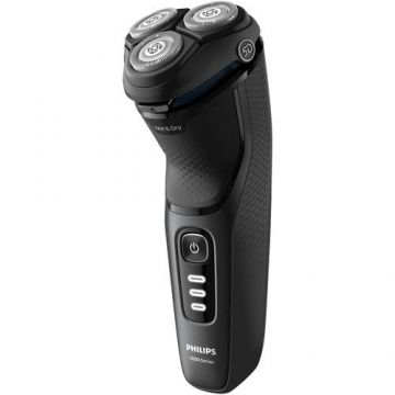 Aparat de ras Philips Shaver Seria 3000 S3244/12, barbierit umed şi uscat, fara fir, capete 5D pivotante si flexibile, lame autoascutire, 60 min, sistem de barbierire anticoroziune, capac de protectie, Negru