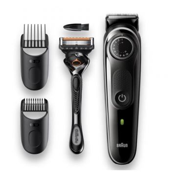 Aparat de tuns barba Braun Beard Trimmer BT3342, Wet&Dry, buton rotativ de precizie, 39 de setări pentru lungime, 2 piepteni, Aparat de ras Gillette (Negru)