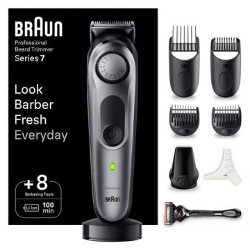 Aparat de tuns barba Braun BT7420, Otel, Autonomie 100 min (Negru/Gri)