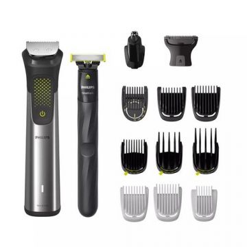 Aparat de tuns multifunctional 15 in 1 Philips Multigroom Series 9000 MG9552/15, acumulator, autonomie 120 min (Gri)