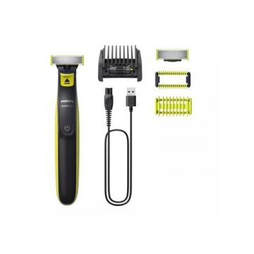 Aparat de tuns si ras Philips OneBlade QP2824/20, Fata si Corp, Husa (Negru/Verde)
