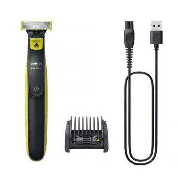 Aparat de tuns si ras Philips QP2724/20 OneBlade, Pieptene reglabil 5 in 1, 45 minute autonomie  (Negru/Verde)