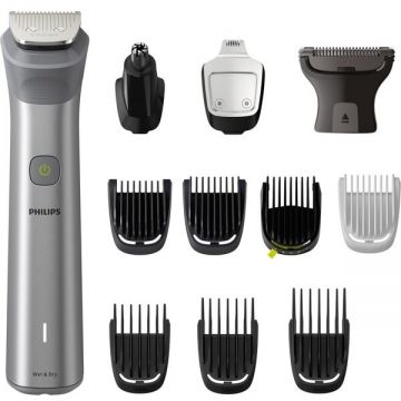 Aparat Tuns Barba/Parul 12 in 1 Tehnologie Beard Sens Lame Otel Auto-Ascutire 11 Setari Lungime Negru/Argintiu