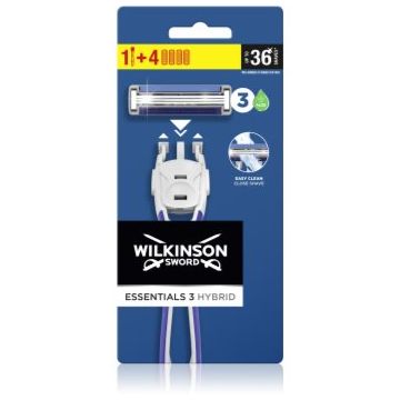 Wilkinson Sword Essentials 3 Hybrid aparat de ras + rezervă 4 pc