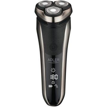 ADLER Aparat De Ras Electric, Adler, AD 2933, IPX7 Rezistent La Apa, 3 Capete Mobile Individual, Port De Incarcare USB Tip C, Afisaj LCD, Trimmer, Negru