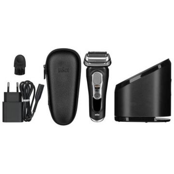 Aparat de ras Braun seria 9 Pro 9460cc, Autonomie 60 minute, Rezistent la apa, 5 in 1 SmartCare Center (Gri)