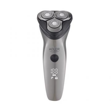 Aparat de ras electric Adler AD 2945, Autonomie 90 minute, Display LED, Trimmer barba, IPX7 (Gri)