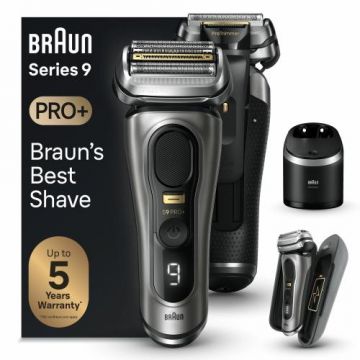 Aparat de ras electric Braun Series 9 Pro+ 9575cc, Wet&Dry, Autonomie 60 minute, 5 lame, 6-in-1 SmartCare (Gri/Negru)