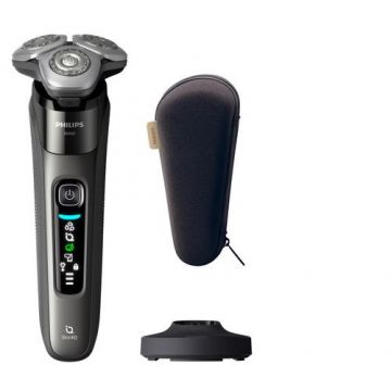 Aparat de ras electric Philips i9000 X9002, Autonomie 50 minute, Bluetooth, Wet&Dry, SkinIQ, Husa de calatorie (Gri)