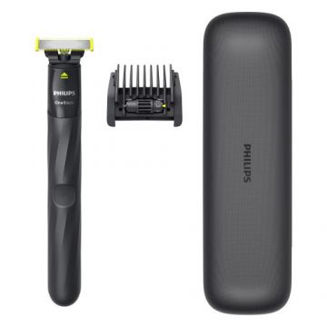 Aparat de ras electric Philips One Blade QP1424/65, Pieptene reglabil 5in1, Autonomie 30 minute (Gri)