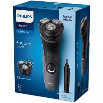 Aparat de ras electric Philips S1142/02, Autonomie 40 minute, 27 lame cu ascutire automata, 55.000 taieri/minut (Gri)