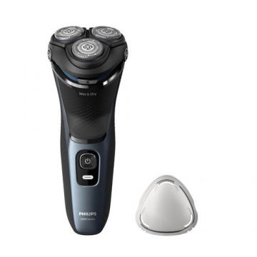 Aparat de ras electric Philips Seria 3000 S3144/00, Autonomie 60 minute, 3 lame, Umed&Uscat (Negru/Albastru)