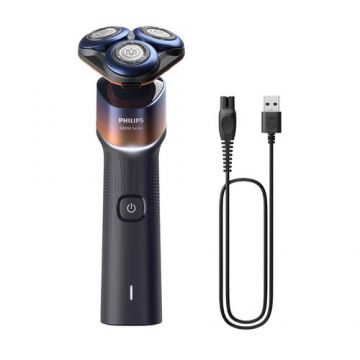 Aparat de ras electric Philips X5012/00, Autonomie 50 minute, Wet&Dry, Cap flexibil 360 (Albastru/Portocaliu)