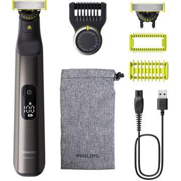 Aparat de ras Philips OneBlade Pro 360 Face & Body QP6552/30, aparat hibrid pentru barbierit si tuns barba si parul corporal