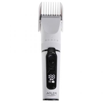Aparat de tuns Adler AD 2839 cu ecran LCD, IPX6, Autonomie 180 minute, Mod Turbo, 6 piepteni (Alb/Negru)