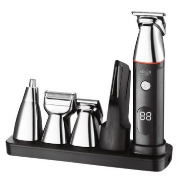 Aparat de tuns Adler AD 2946, Autonomie 60 minute, 6 atasamente, 4 piepteni (Negru/Inox)