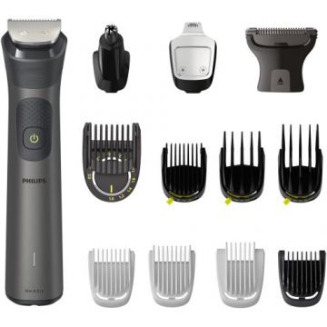 Aparat de tuns barba si parul 13 in 1 Philips Multigroom All in One MG7925/15, tehnologie BeardSense, lame din otel cu auto-ascutire, 26 setari de lungime, rezistent la apa, husa (Negru/Argintiu)