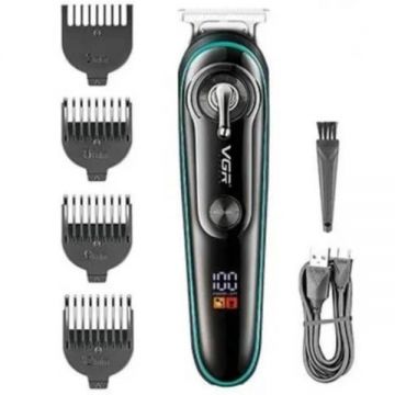 Aparat de tuns parul profesional, display Led baterie, acumulator reincarcabil, 4 marimi, 4 viteze, Negru