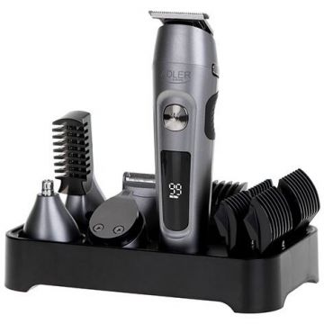Aparat Multifunctional de Tuns si Barbierit AD 2944 6in1 Display LCD 6 Accesorii Interschimbabile Negru/Gri